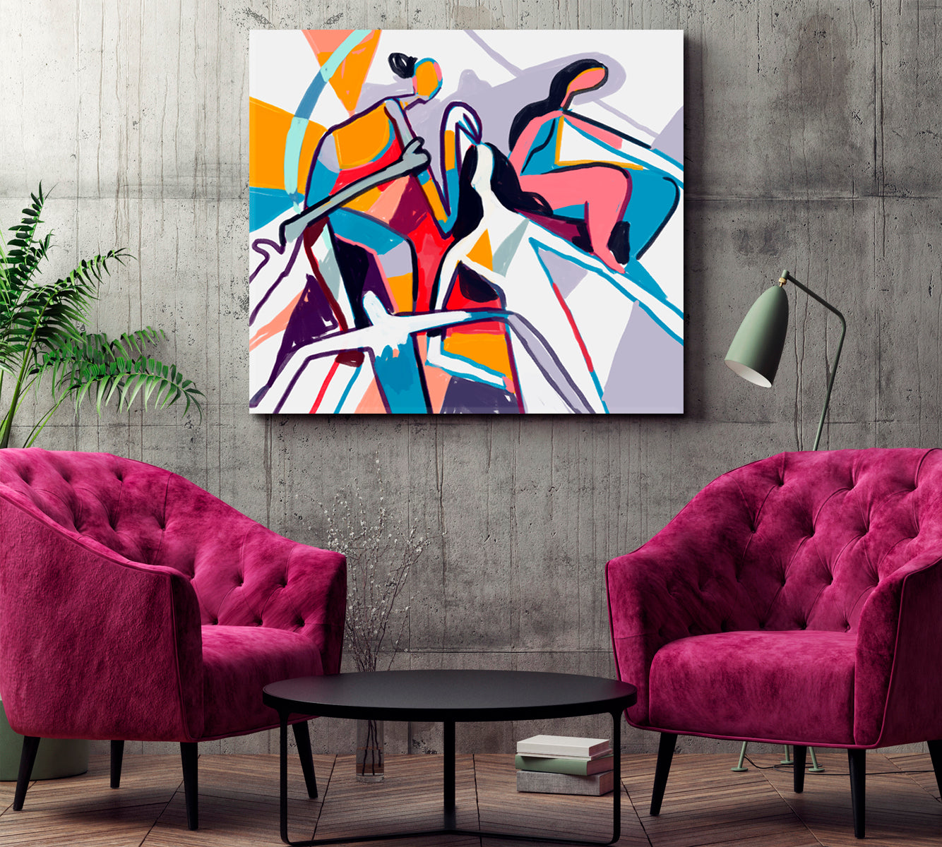 Inspired By Piet Mondrian and Keith Haring Contemporary Art Abstract Art Print Artesty   