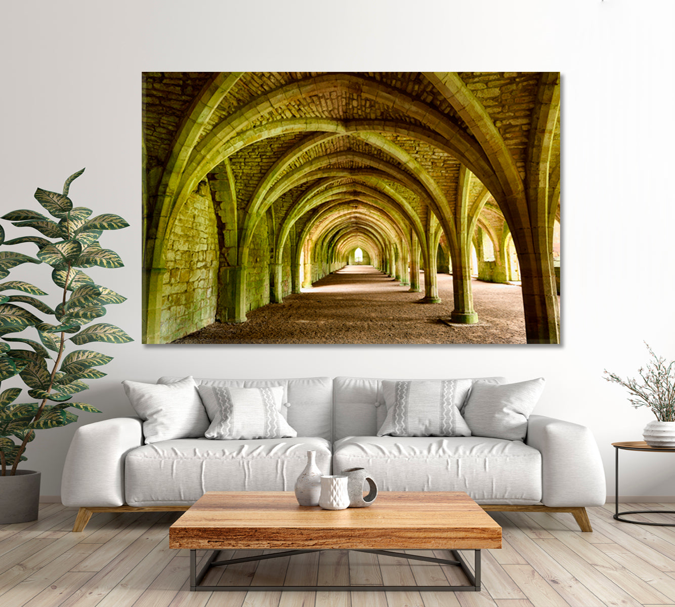 Abbey Cistercian Monastery Vaulted Stone Arch North Yorkshire UK Countries Canvas Print Artesty   