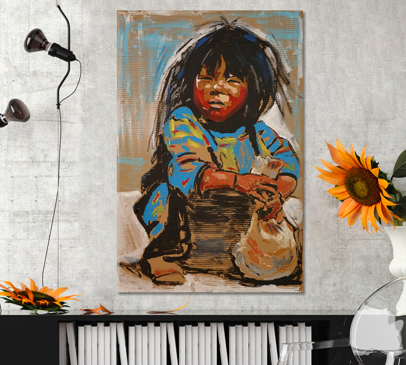GRUNGE We are the world, we are the children Canvas Print - Vertical Fine Art Artesty   