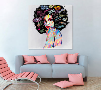 Afro American Woman Abstract Pop Art African Style Canvas Print Artesty   