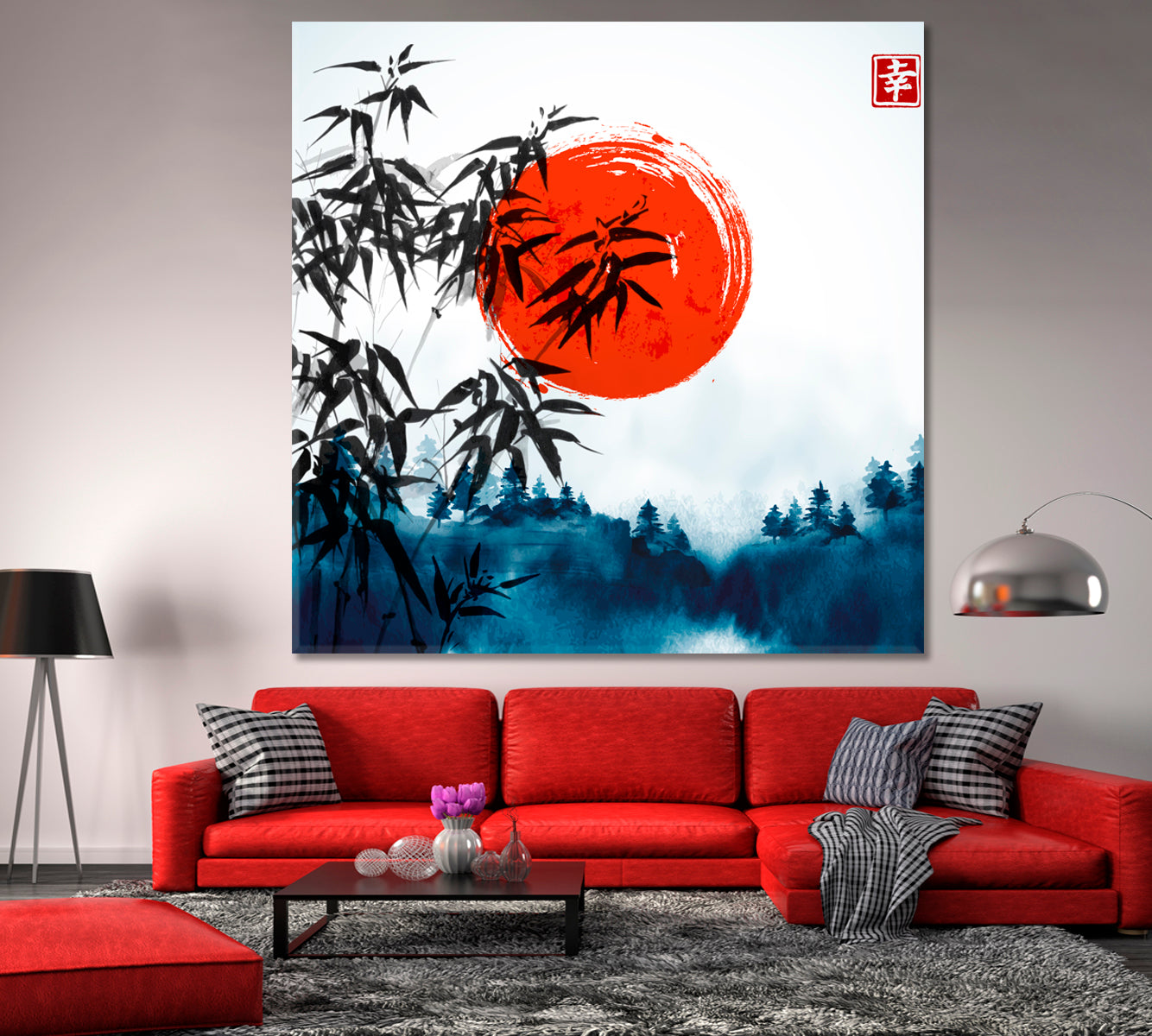 ART FOR LUCK Bamboo Trees Misty Forest Oriental Ink Japanese Style | S Asian Style Canvas Print Wall Art Artesty   