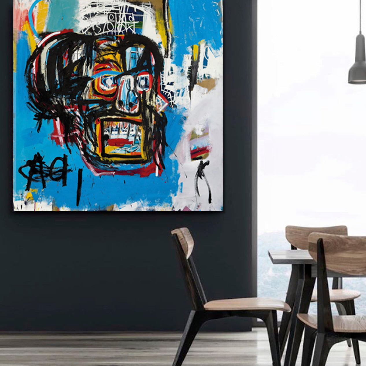 SKULL BY BASQUIAT  - Square Panel Contemporary Art Artesty   