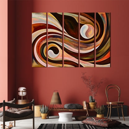 Yin Yang Curves Design and Nature Abstract Art Print Artesty 5 panels 36" x 24" 