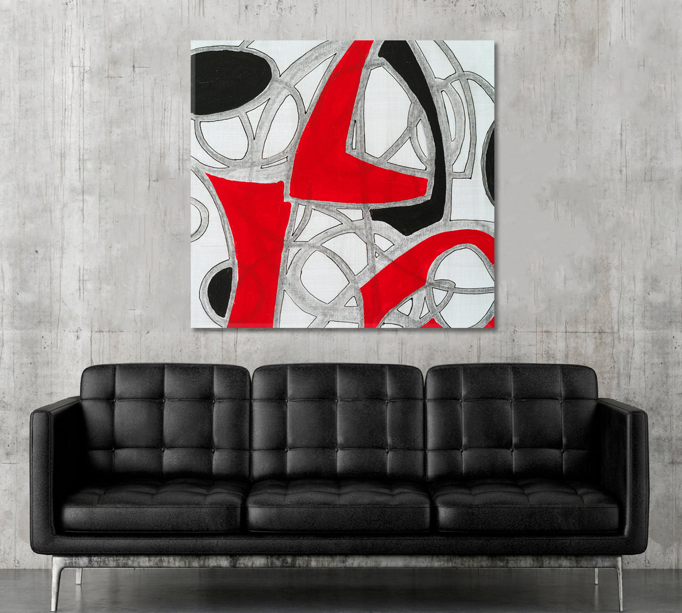 Black Red White Abstract Geometric Modern Minimalism Abstract Art Print Artesty 1 Panel 12"x12" 