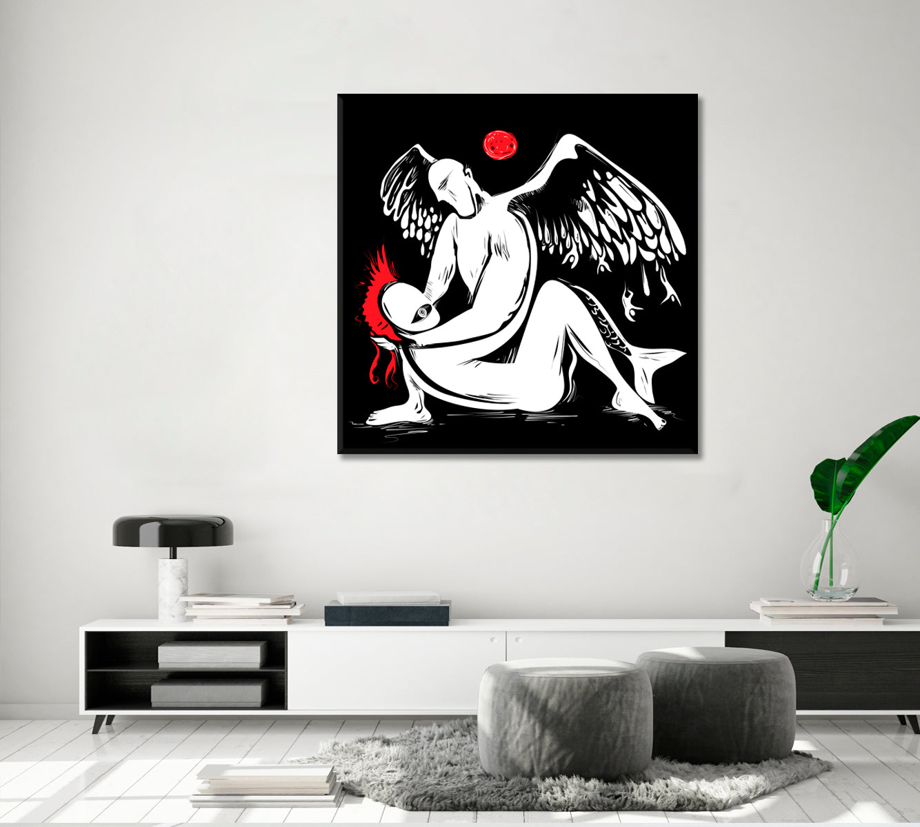 ABSTRACT CONTEMPORARY Moon And Angels Below Contemporary Art Artesty   