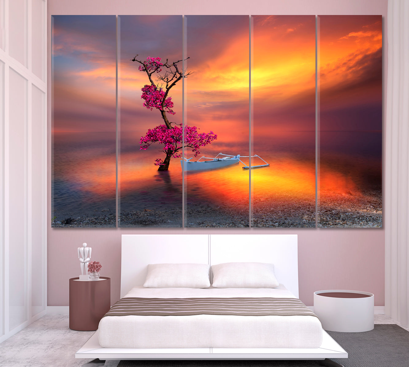 Beautiful Tree on the Beach Fantasy Landscape Canvas Print Scenery Landscape Fine Art Print Artesty 5 panels 36" x 24" 