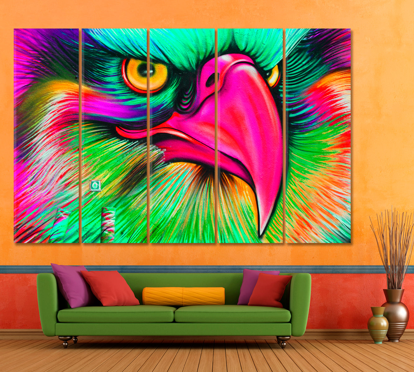 MONTREAL EAGLE Wall Street Art Abstract Vibrant Graffiti Animals Montreal Canada Canvas Print Animals Canvas Print Artesty   