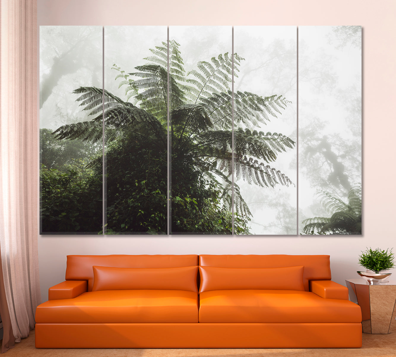 Huge Fern Mystical Tropical Forest in Fog Misty Jungle Rainforest Tropical, Exotic Art Print Artesty   