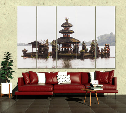 ASIA Antique Temple Bali Misty Landscape Ulun Danu Bratan Asian Style Canvas Print Wall Art Artesty   