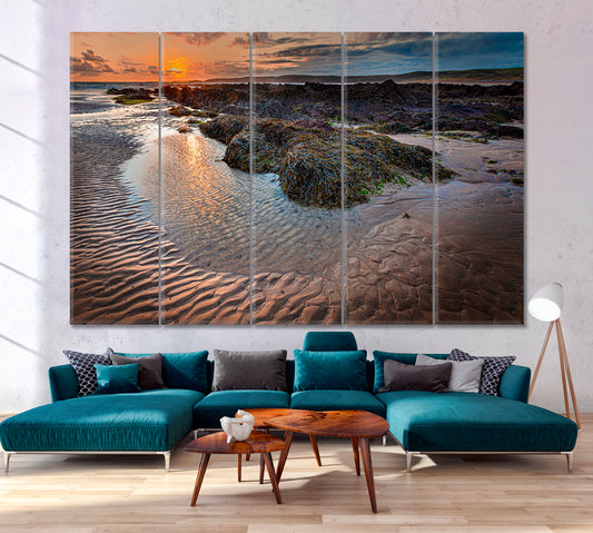 TRANQUILITY Ethereal Sunset Scene Beautiful Rocky Beach Scenery Landscape Fine Art Print Artesty   