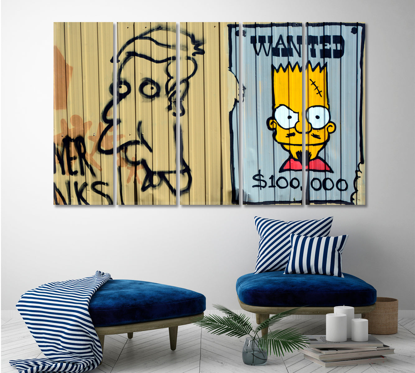 LOOKING FOR A STREET ART Urban Graffiti Bart Simpson Wanted! Montreal Canada Whimsical Canvas Print Street Art Canvas Print Artesty   