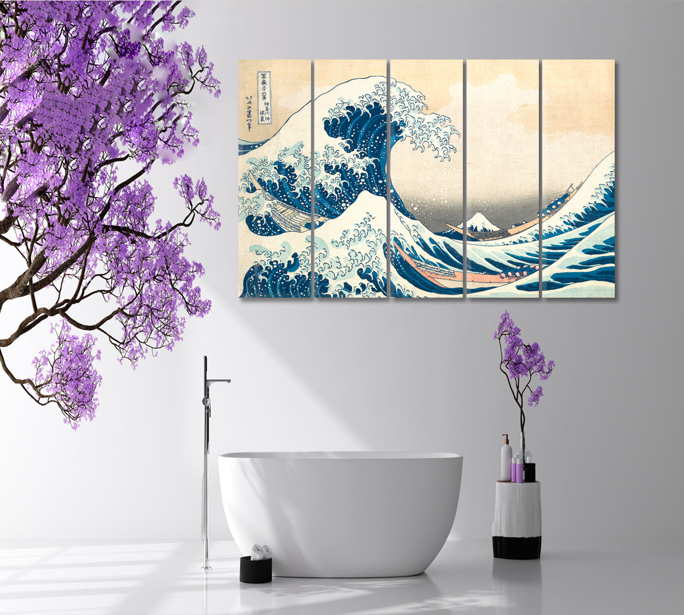 THE GREAT WAVE OFF KANAGAWA  Inspired by Japanese Artist Hokusai Asian Style Canvas Print Wall Art Artesty   