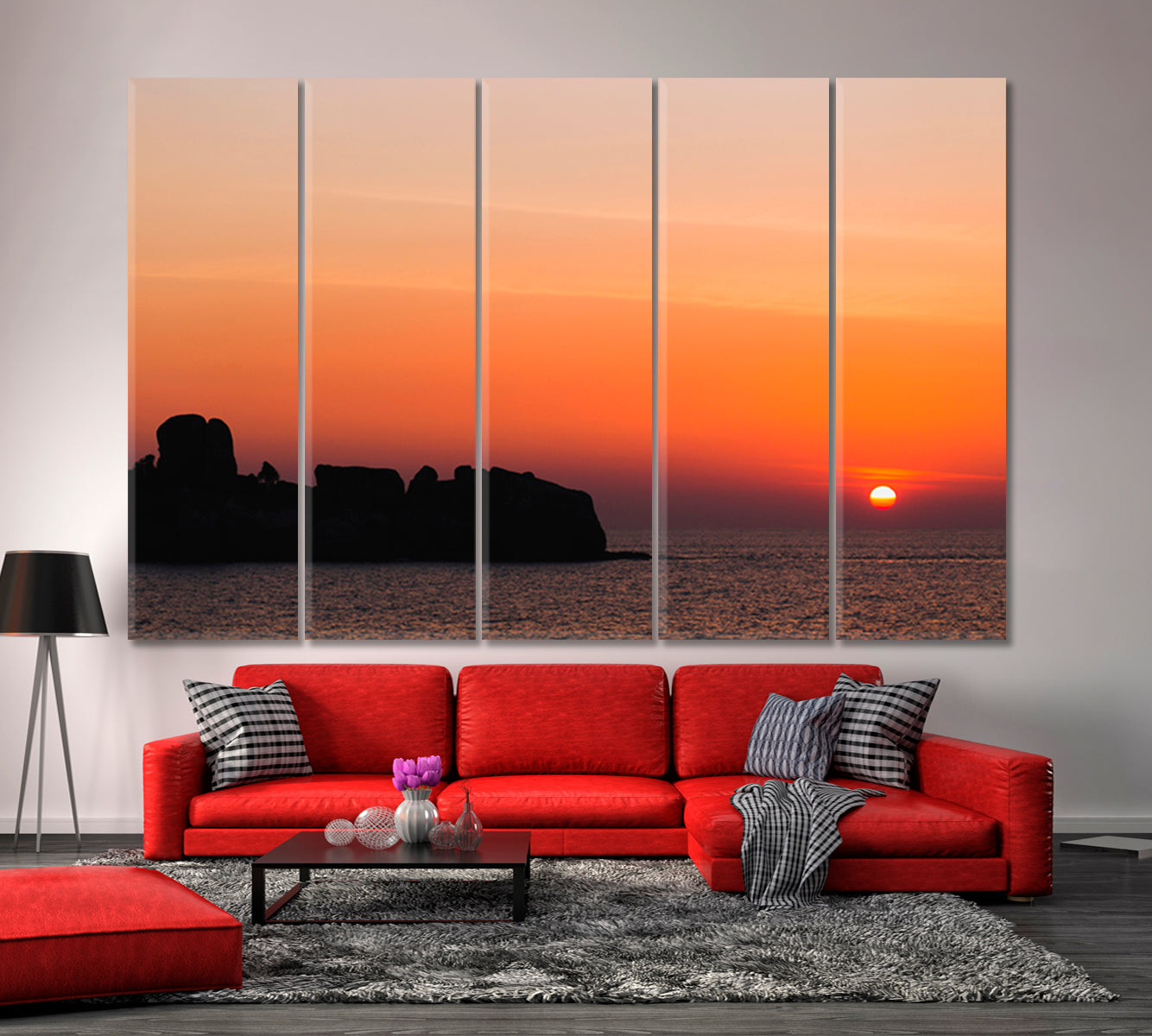 Bright Orange Sunset Over Ocean Tropical Island Landscape Scenery Landscape Fine Art Print Artesty   
