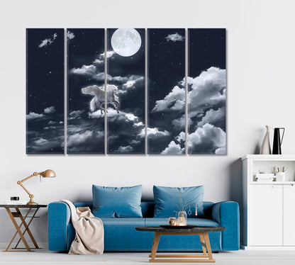 SKYSCAPE White Winged Horse Full Moon Skyscape Canvas Artesty   