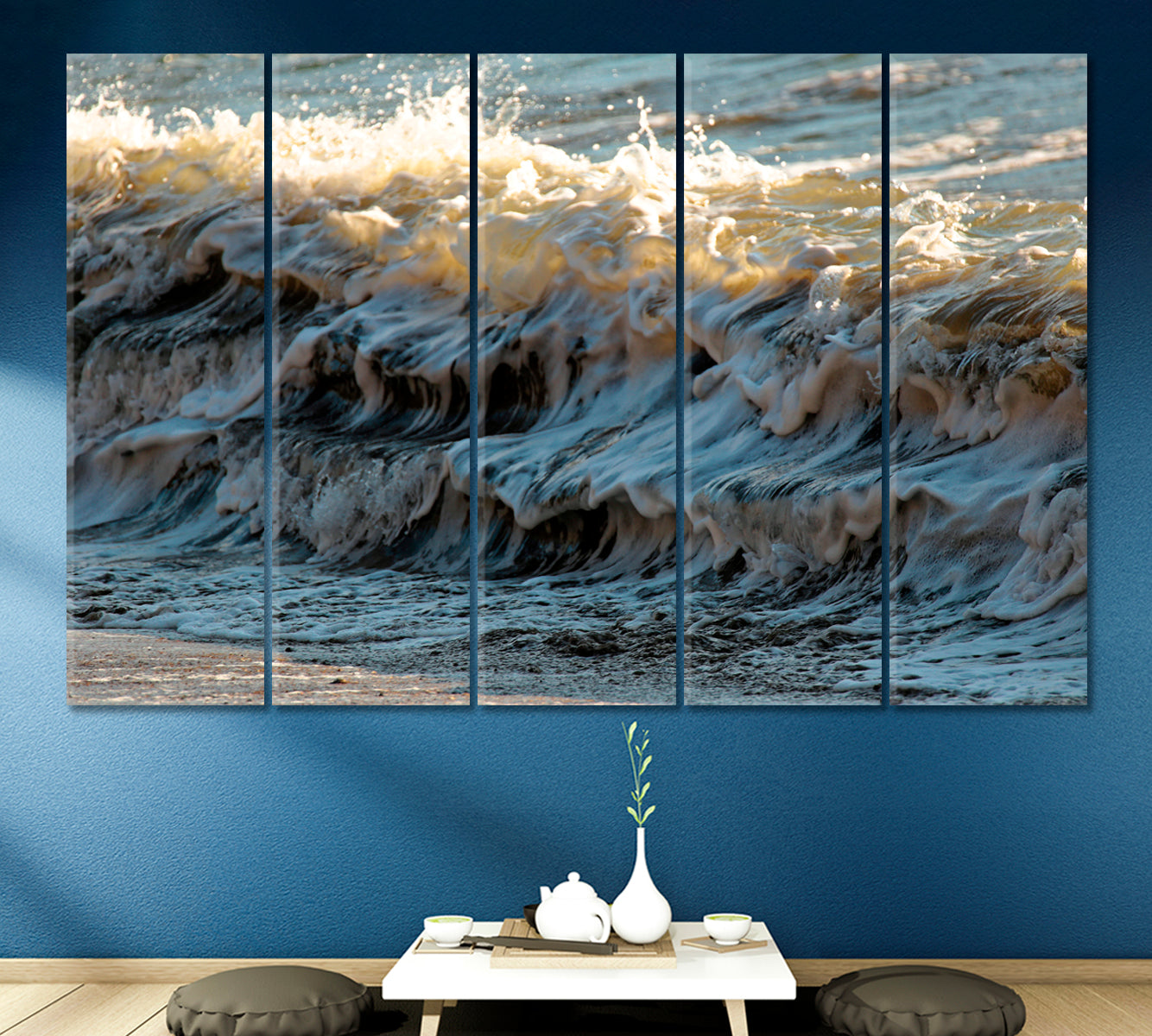 Pacific Waves in Costa Rica Beautiful Seascape Canvas Print Nautical, Sea Life Pattern Art Artesty 5 panels 36" x 24" 