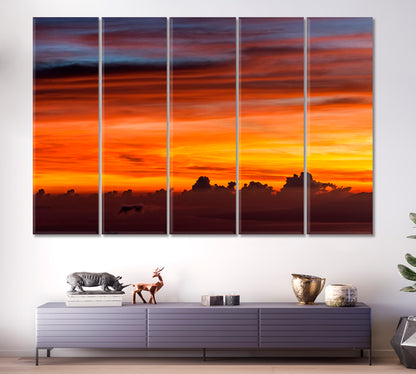 Colorful Sky Amazing Colorful Sunrise Top Agung Volcano Bali Multicolor Clouds Pattern Scenery Landscape Fine Art Print Artesty   