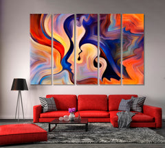 Human and Nature Abstract Colorful Design Contemporary Art Artesty 5 panels 36" x 24" 