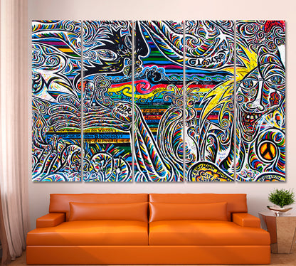 Abstract Expressionism Graffiti Street Art Berlin Wall Germany Canvas Print Abstract Art Print Artesty 5 panels 36" x 24" 