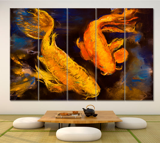 Koi Carp Beautiful Koi Fish Pastel Modern Art Canvas Print Fine Art Artesty   