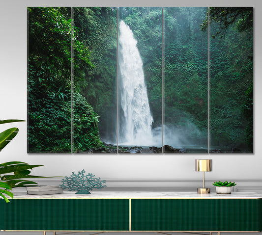 Powerful Nung-Nung Waterfall Jungle Tropical Rainforest Bali Scenic Landscape Canvas Print Scenery Landscape Fine Art Print Artesty   