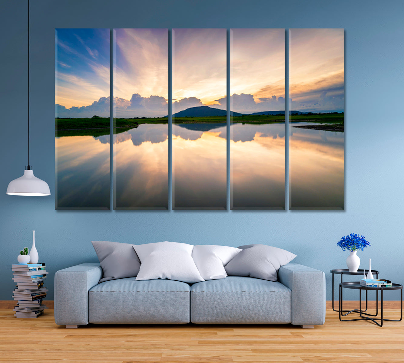 WATER REFLECTION Lake Landscape Beautiful Sunset Sky Nature Wall Canvas Print Artesty   