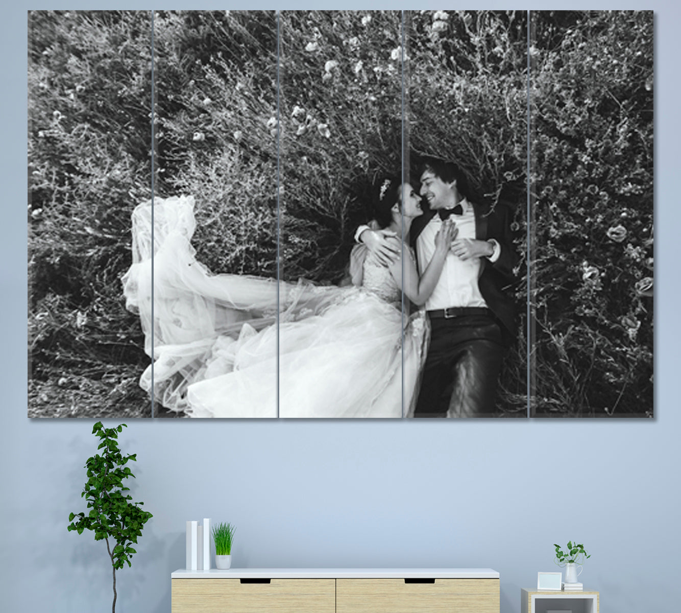 HAPPINESS Happy Life Couple Bride and Groom Wedding Love Family Marriage B&W Black and White Wall Art Print Artesty   