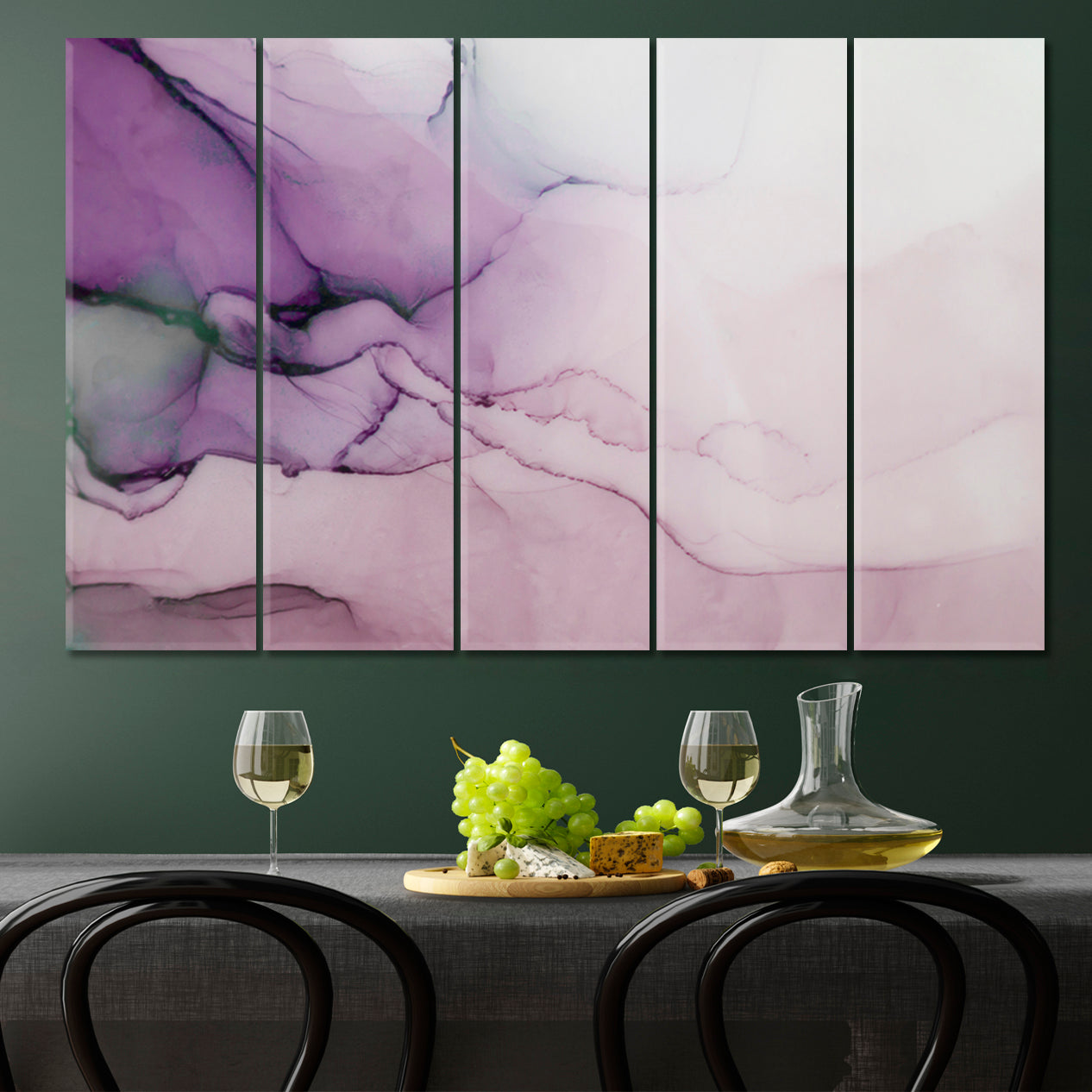 PURPLE INK Asia Oriental Style Abstract Marble Fluid Art, Oriental Marbling Canvas Print Artesty   