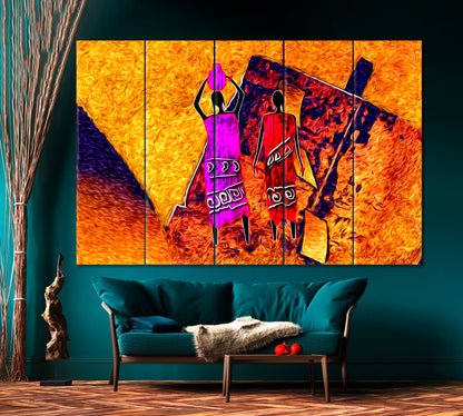 AFRICAN MOTIVE Ethnic Retro Vintage Canvas Print Abstract Art Print Artesty   