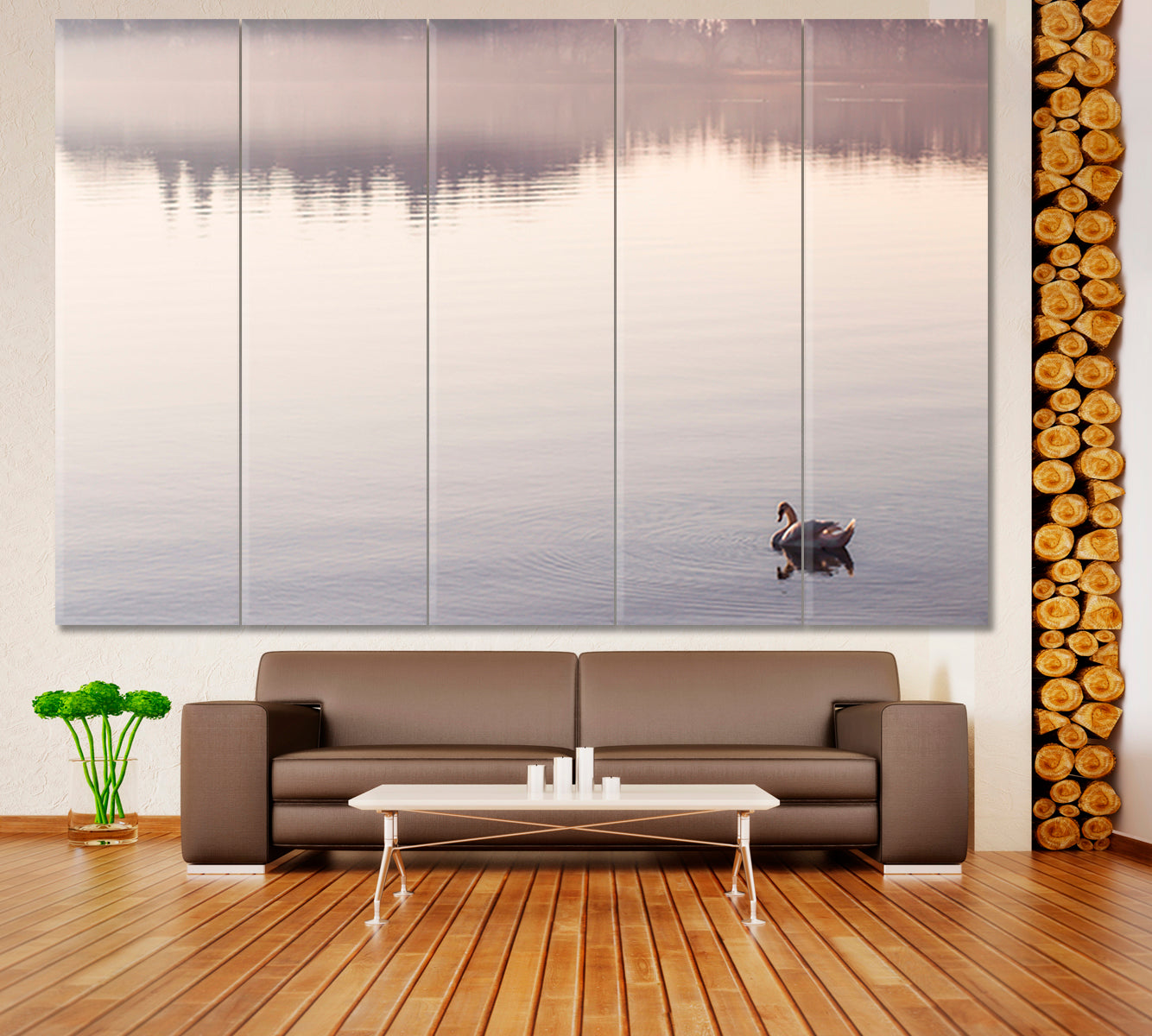 SERENITY Peaceful Landscape Water Reflection Bodensee Lake Germany Little Bird Duck Flapping Wings in the Water Scenery Landscape Fine Art Print Artesty   