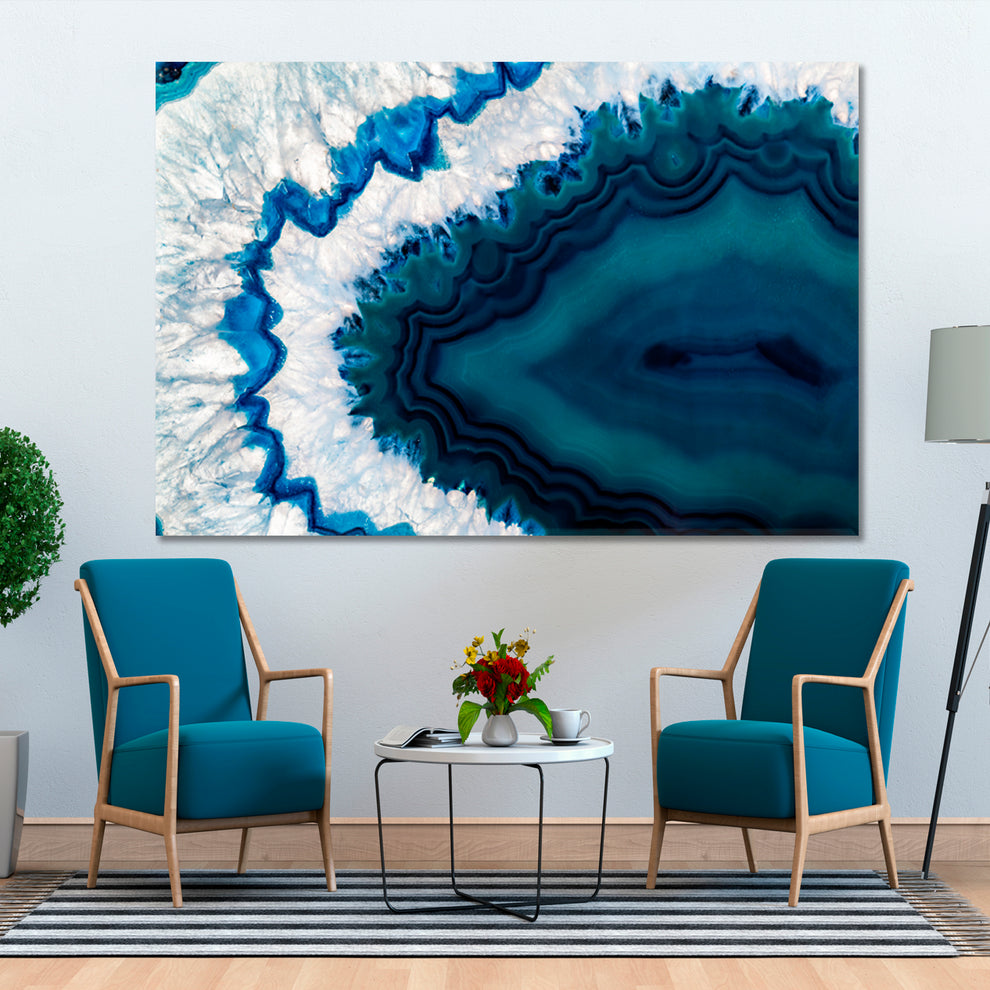 GEODE AGATE Cross-section Brazilian Blue Geo Crystal Marble Art Print ...
