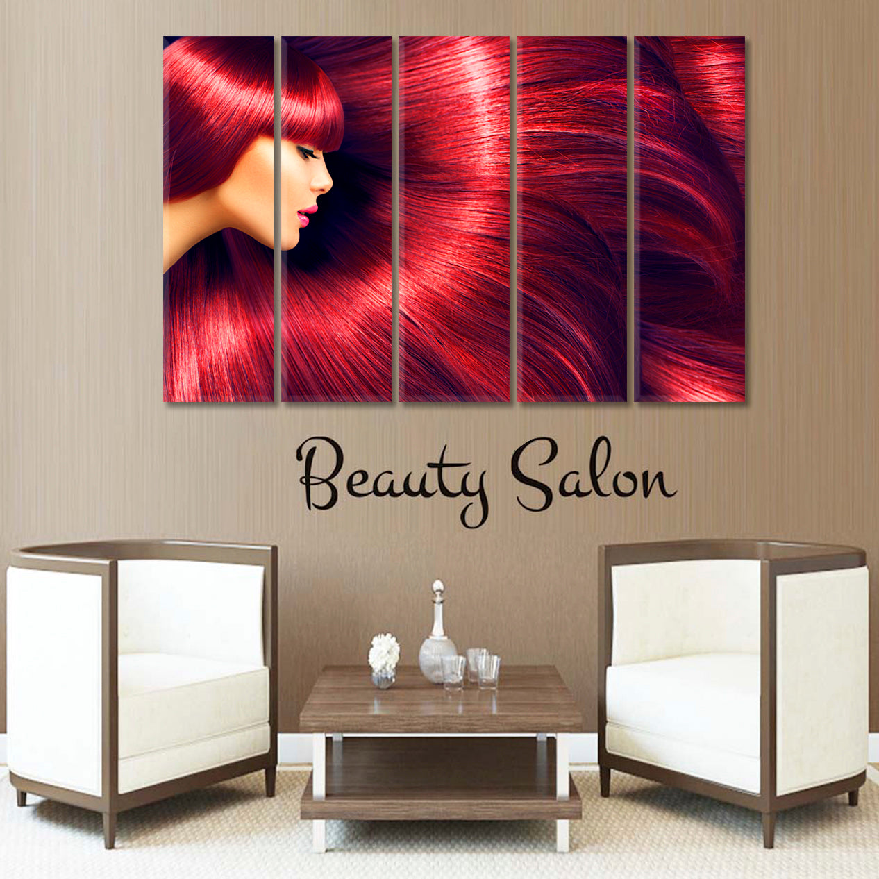 BEAUTY CONCEPT Beautiful Luxurious Long Red Hair Beauty Salon Artwork Prints Artesty   