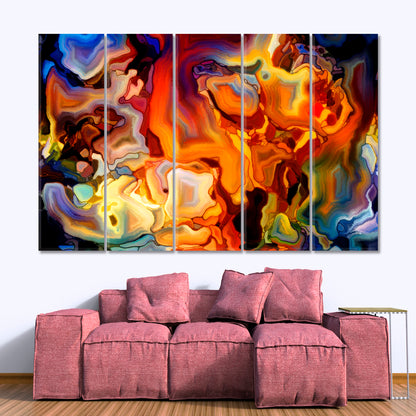 Swirls Motion Colors Abstract Design Super Trendy Art Contemporary Art Artesty 5 panels 36" x 24" 