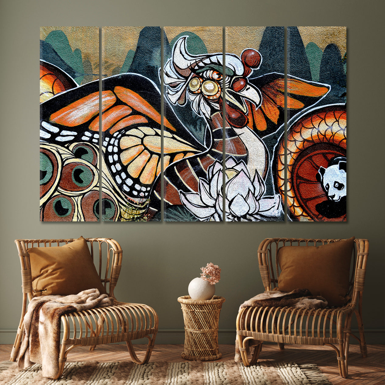 Colorful Graffiti Street Art Abstract Contemporary Abstract Art Print Artesty 5 panels 36" x 24" 