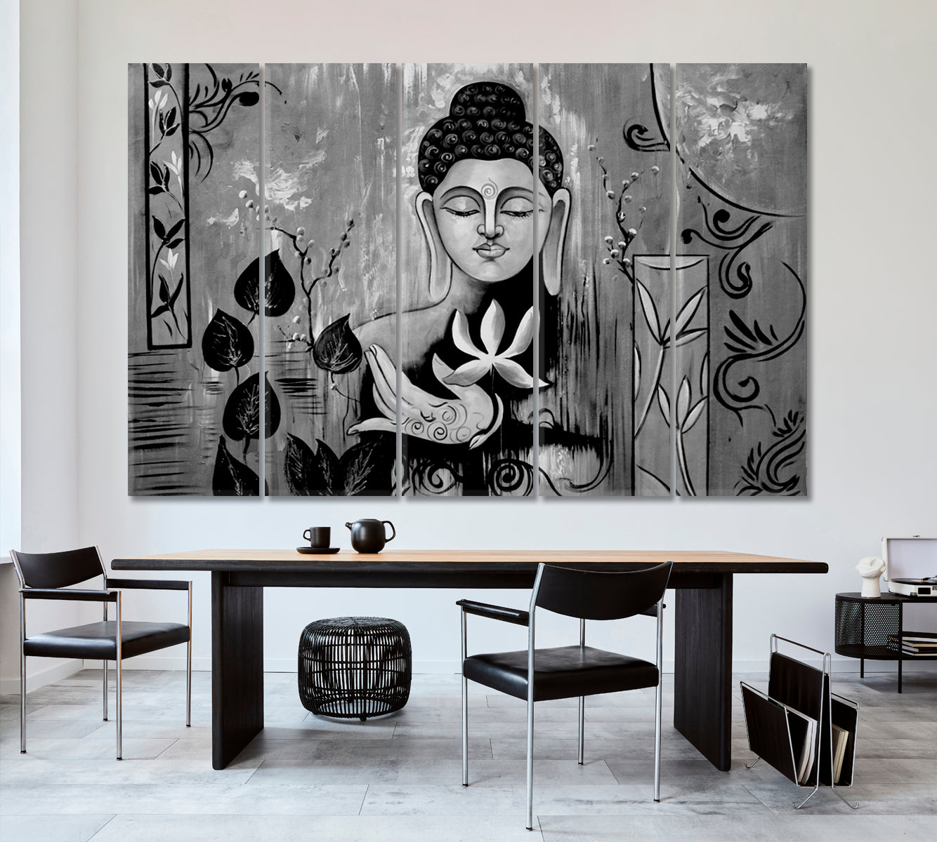 Spiritual Lord Buddha Meditate Black & White Religious Modern Art Artesty   