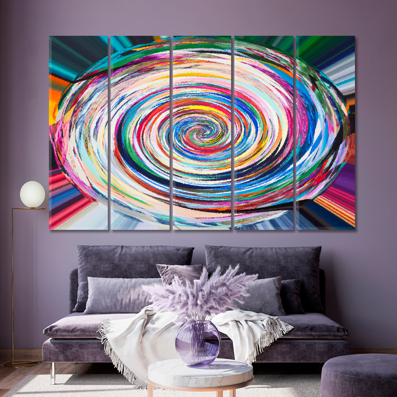 VORTEX Abstract Expressionism Swirl Forms Lines Shapes Abstract Art Print Artesty 5 panels 36" x 24" 