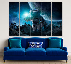 Cosmos Astronaut Space Planets NASA Photography Art Celestial Home Canvas Décor Artesty 5 panels 36" x 24" 