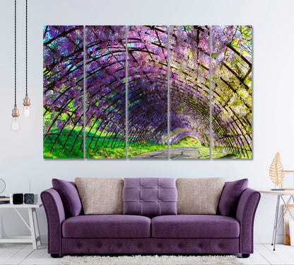 WISTERIA The Great Wisteria Flower Tunnel in Japan Magical Place in Spring Japan Floral & Botanical Split Art Artesty 5 panels 36" x 24" 