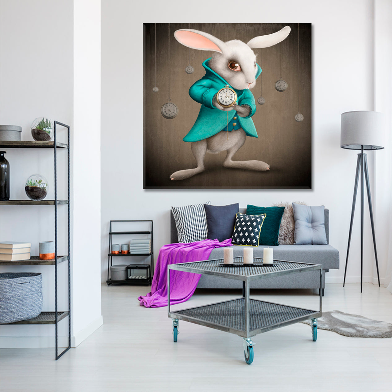 Alice's Adventures in Wonderland White Rabbit Clock KIDS ROOM FANTASY | S Kids Room Canvas Art Print Artesty   