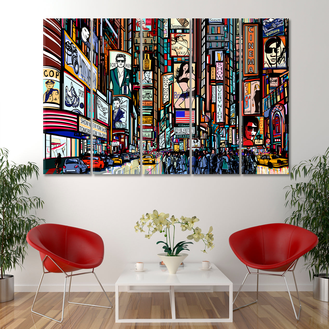 URBAN New York City Street Time Square Abstract Modern Style Abstract Art Print Artesty 1 panel 24" x 16" 