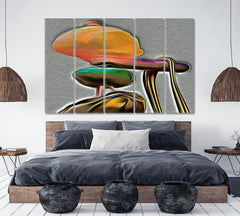 Contemporary Psychedelic Shape Orange Gray Painting Abstract Art Print Artesty 5 panels 36" x 24" 