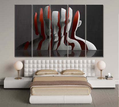 HUMANKIND Portrait Broken Man Surreal Psychological Painting Surreal Fantasy Large Art Print Décor Artesty 5 panels 36" x 24" 