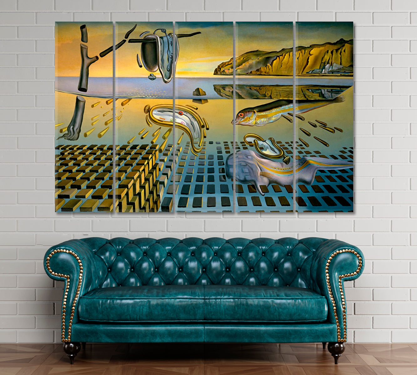 Salvador Dali Motives Surreal Abstract Modern Artwork Surreal Fantasy Large Art Print Décor Artesty 5 panels 36" x 24" 