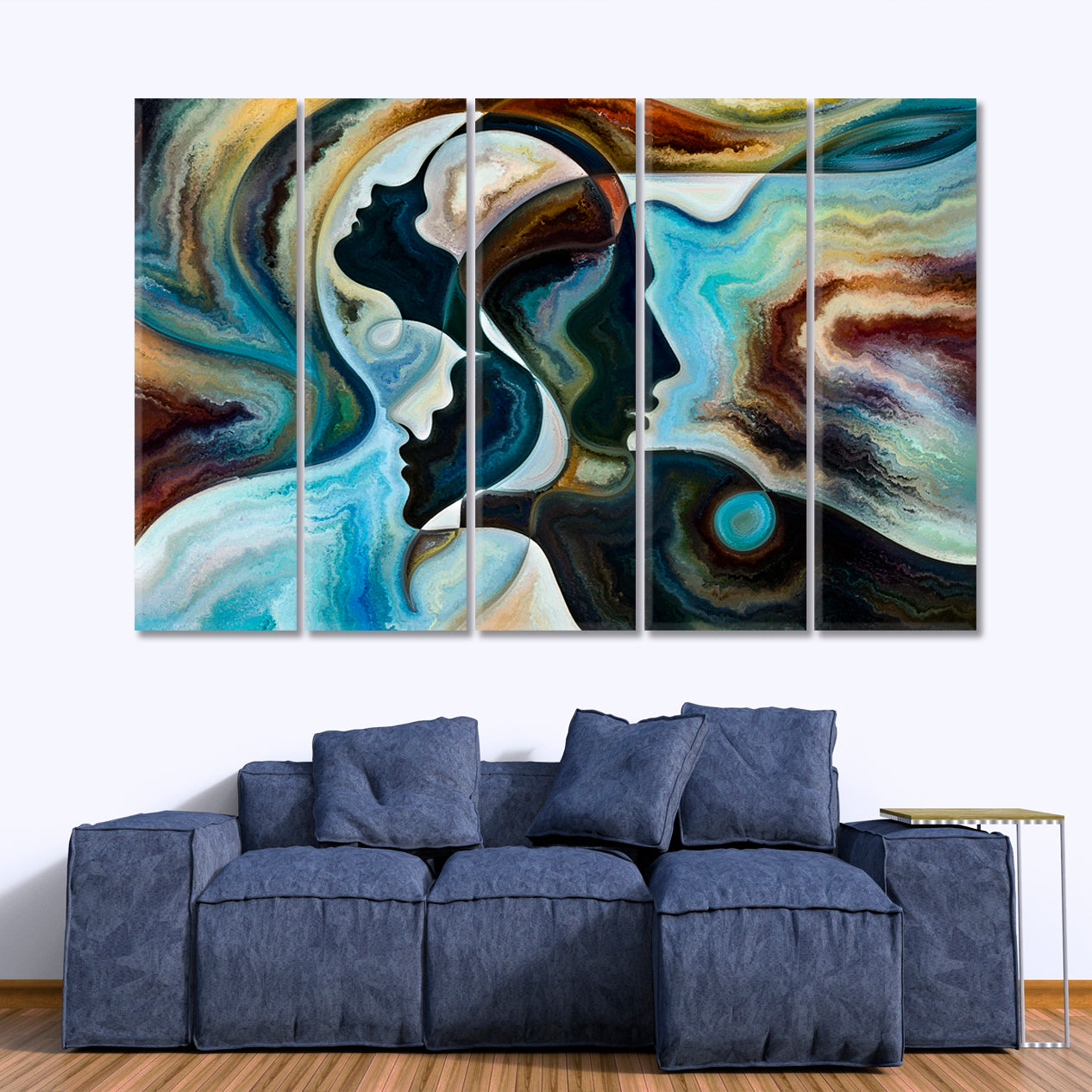 UNITY AND BIRTH OF LIFE Modern Abstract Painting Consciousness Art Artesty 5 panels 36" x 24" 