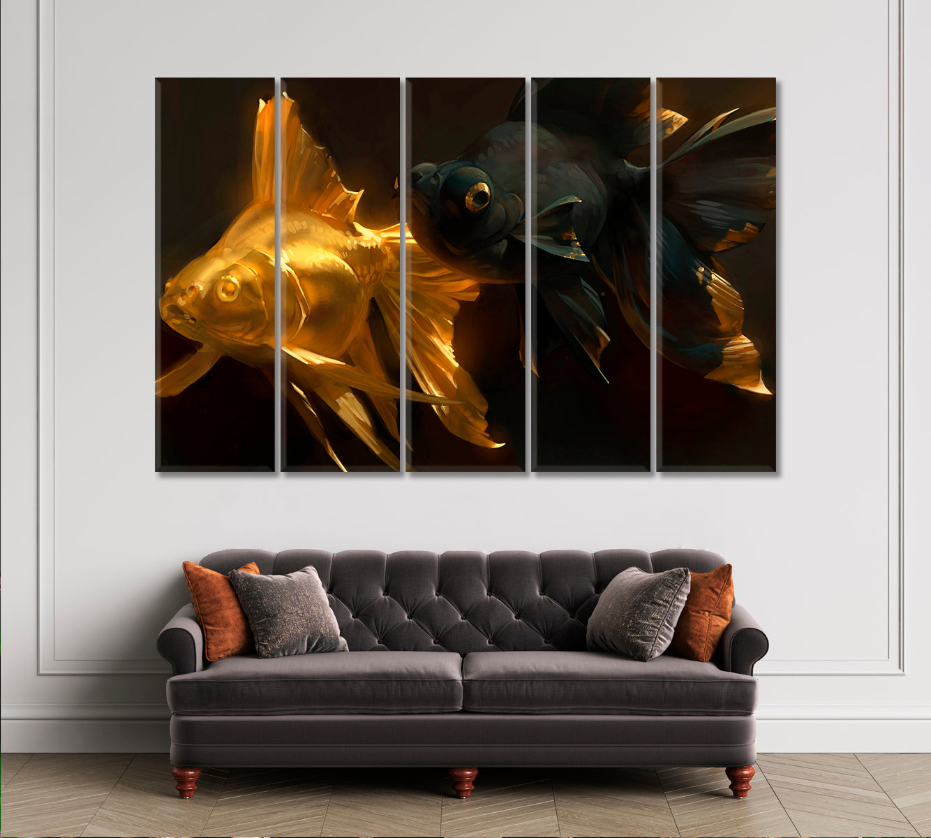 Goldfish That Grants Wishes Poster Nautical, Sea Life Pattern Art Artesty 5 panels 36" x 24" 
