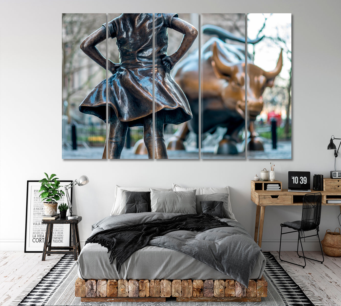 Fearless Girl & Charging Bull Symbol of Wealth Famous Landmarks Artwork Print Artesty   