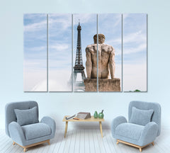 Paris Eiffel Tower Cities Wall Art Artesty 5 panels 36" x 24" 