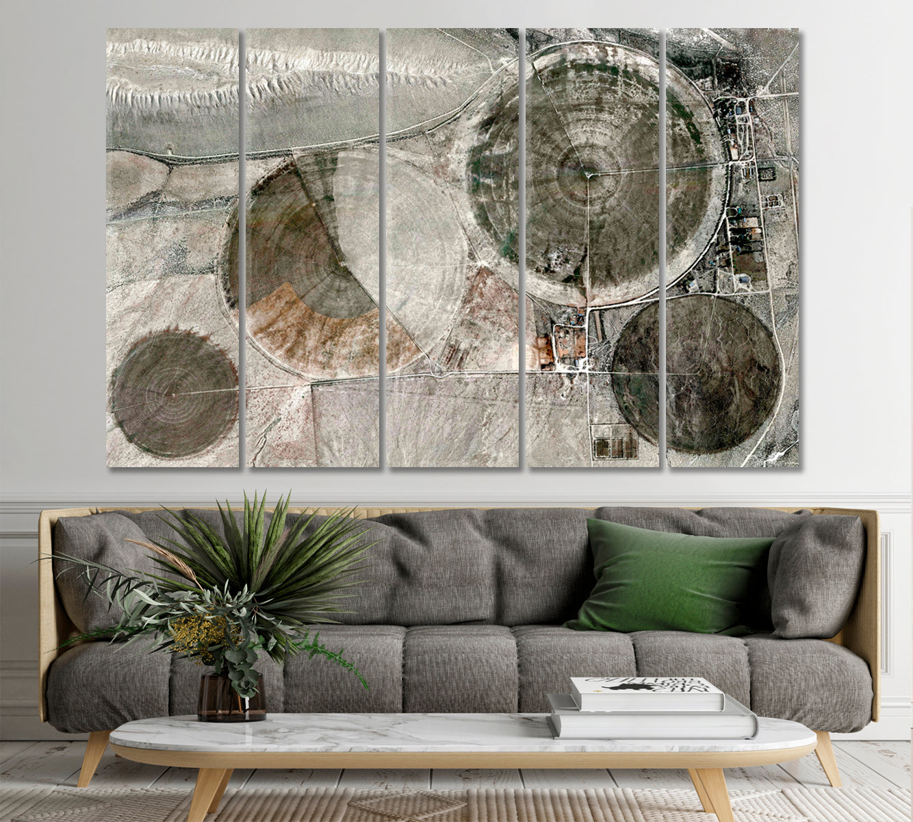 ALLEGORY Abstract Naturalism Aerial View Photo Relief Fields USA Abstract Art Print Artesty 5 panels 36" x 24" 