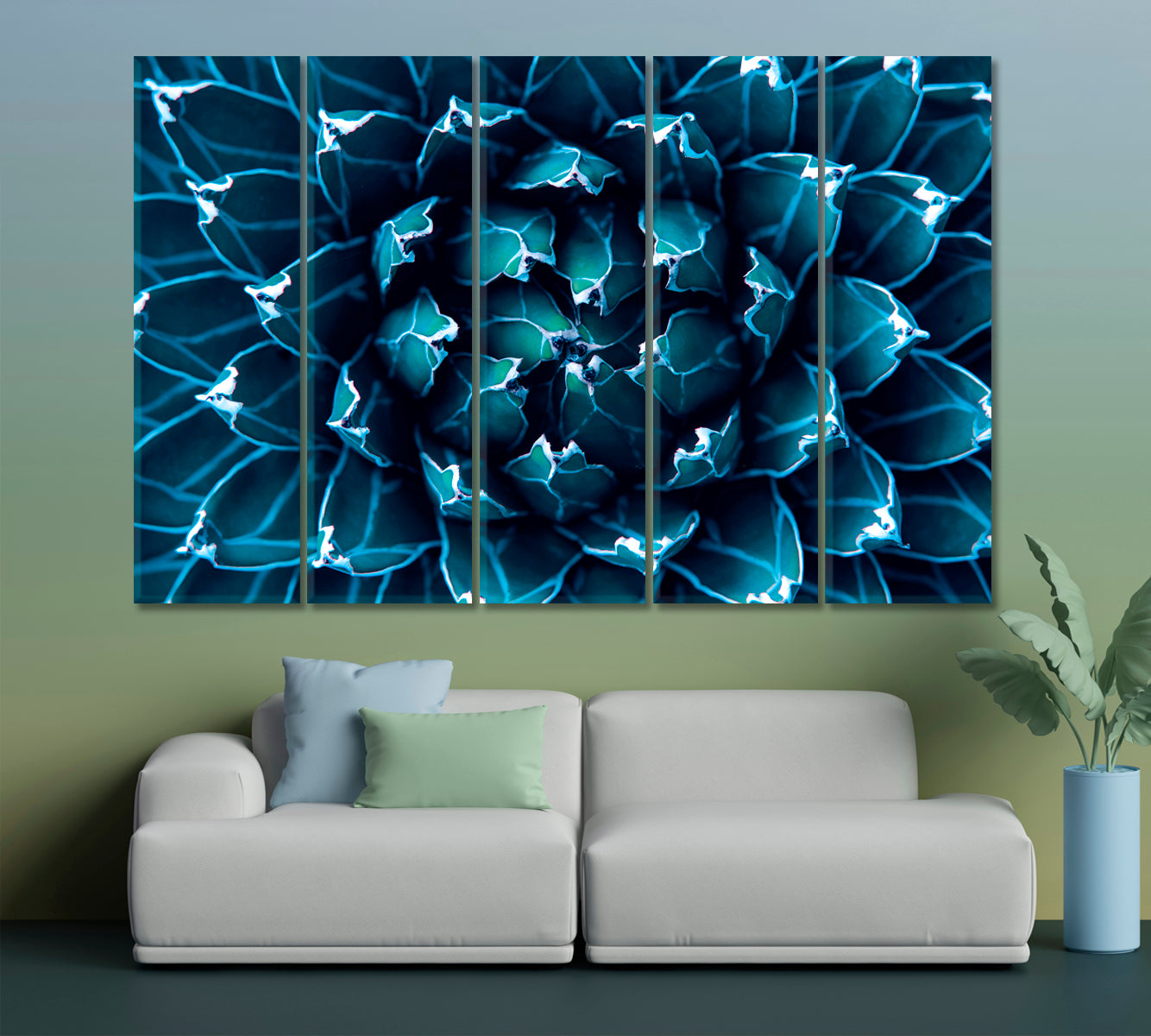 Agave Cactus Abstract Natural Tropical Pattern Floral & Botanical Split Art Artesty 5 panels 36" x 24" 