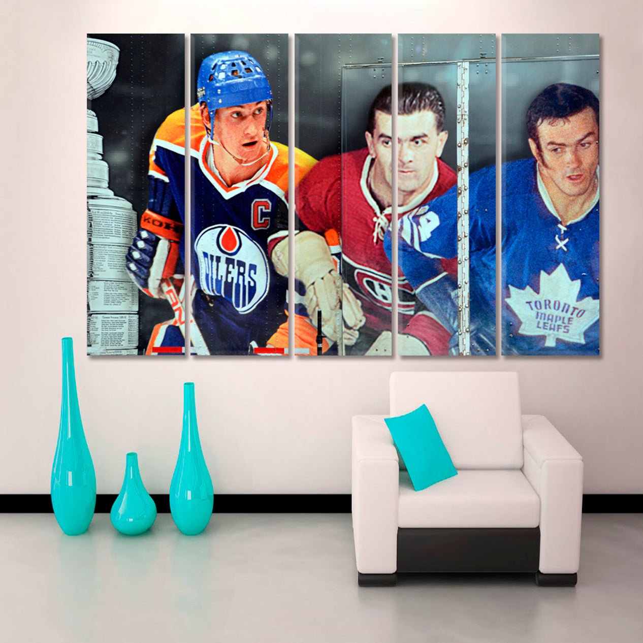 HOCKEY FANS NHL Street Art Canada MAN CAVE Decor Canvas Print Motivation Sport Poster Print Decor Artesty 5 panels 36" x 24" 