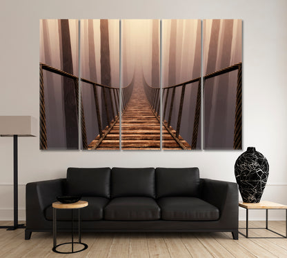 DREAM | Bridge Suspension Misty Forrest Canvas Print Photo Art Artesty   